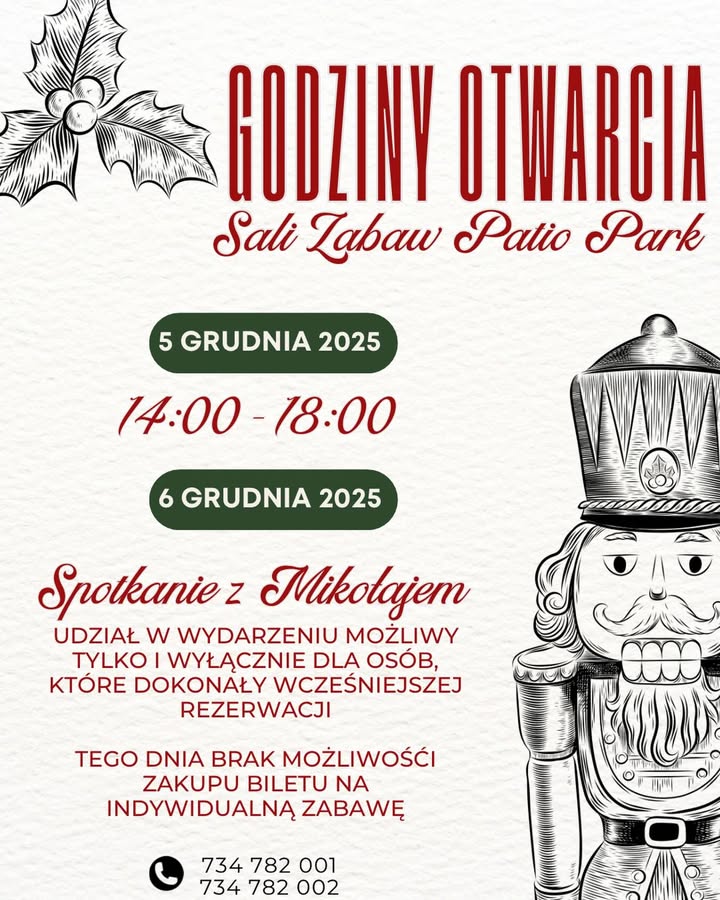 Drodzy Rodzice, w piątek i sobotę Sala Zabaw Patio Park będzie funkcjonowała nieco inaczej ze w…
