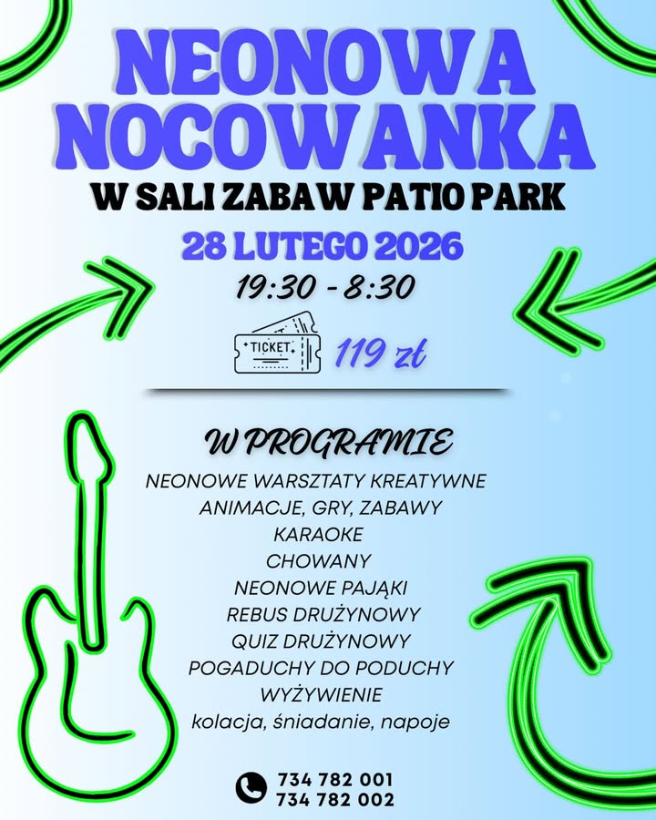 🌙✨ Neonowa Nocowanka w Sali Zabaw Patio Park ✨🌙