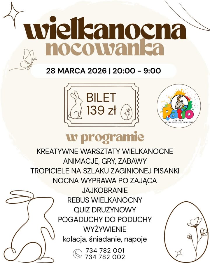 🐰🌸Wielkanocna Nocowanka w Sali Zabaw Patio Park 🌸🐰